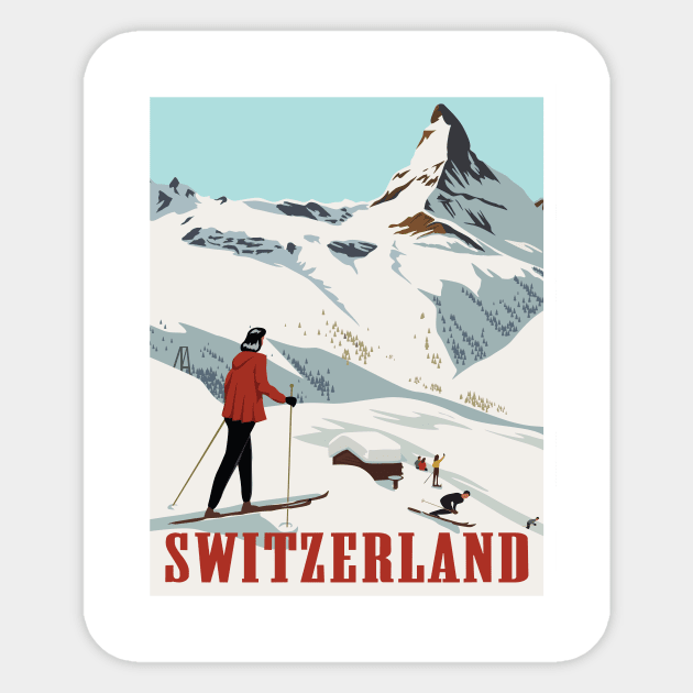 Original Switzerland Vintage Style Travel Poster Sticker by Terrybogard97